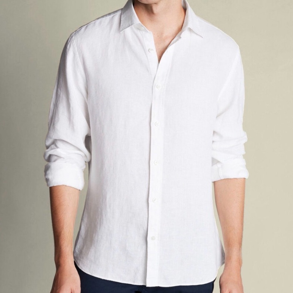 Charles Tyrwhitt Pure Linen Shirt – White (Slim Fit S, NWT)